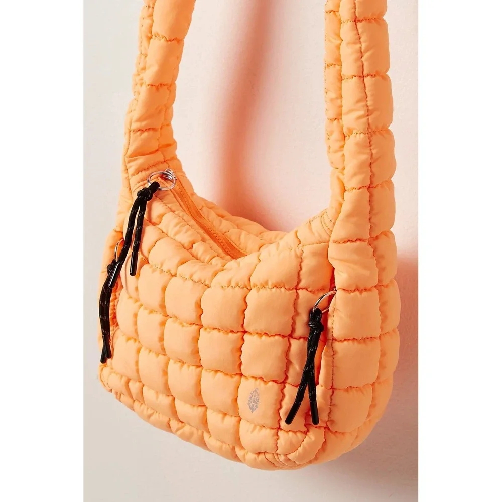 NWT New Free People Movement FP Quilted Baby Carry All Sling Bag Neon Clementine